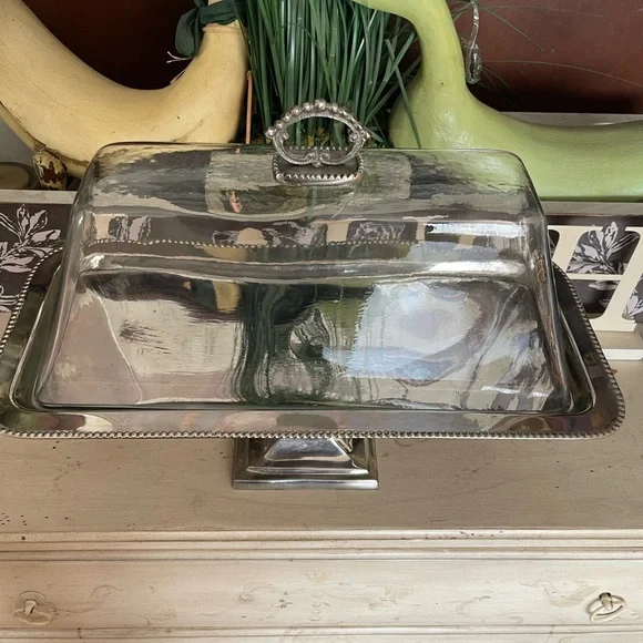 Godinger Silver Dessert Stand with Glass Dome